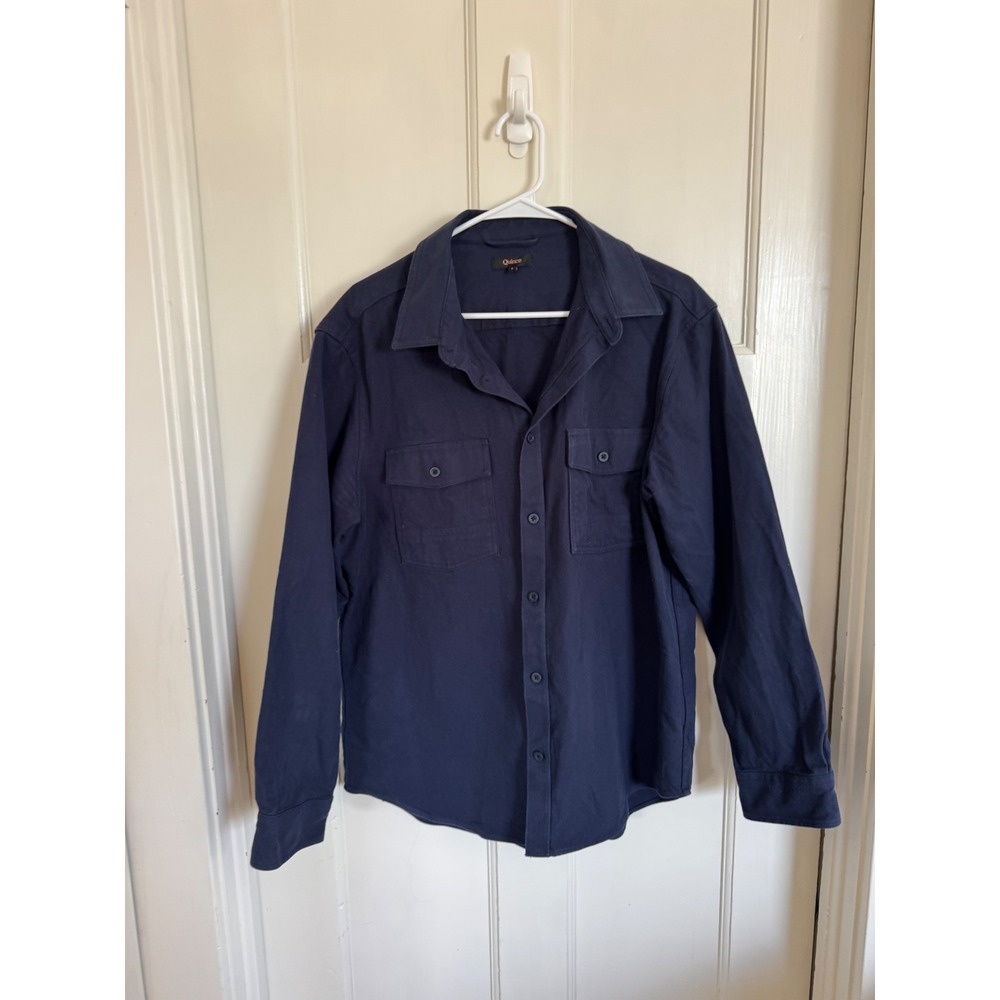 Quince men's organic cotton wool over shirt in deep navy size large